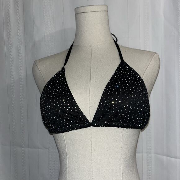 Oneheekini Cheeky Bikini String Swimsuits with Rhinestones, One Size, Black - Picture 2 of 16